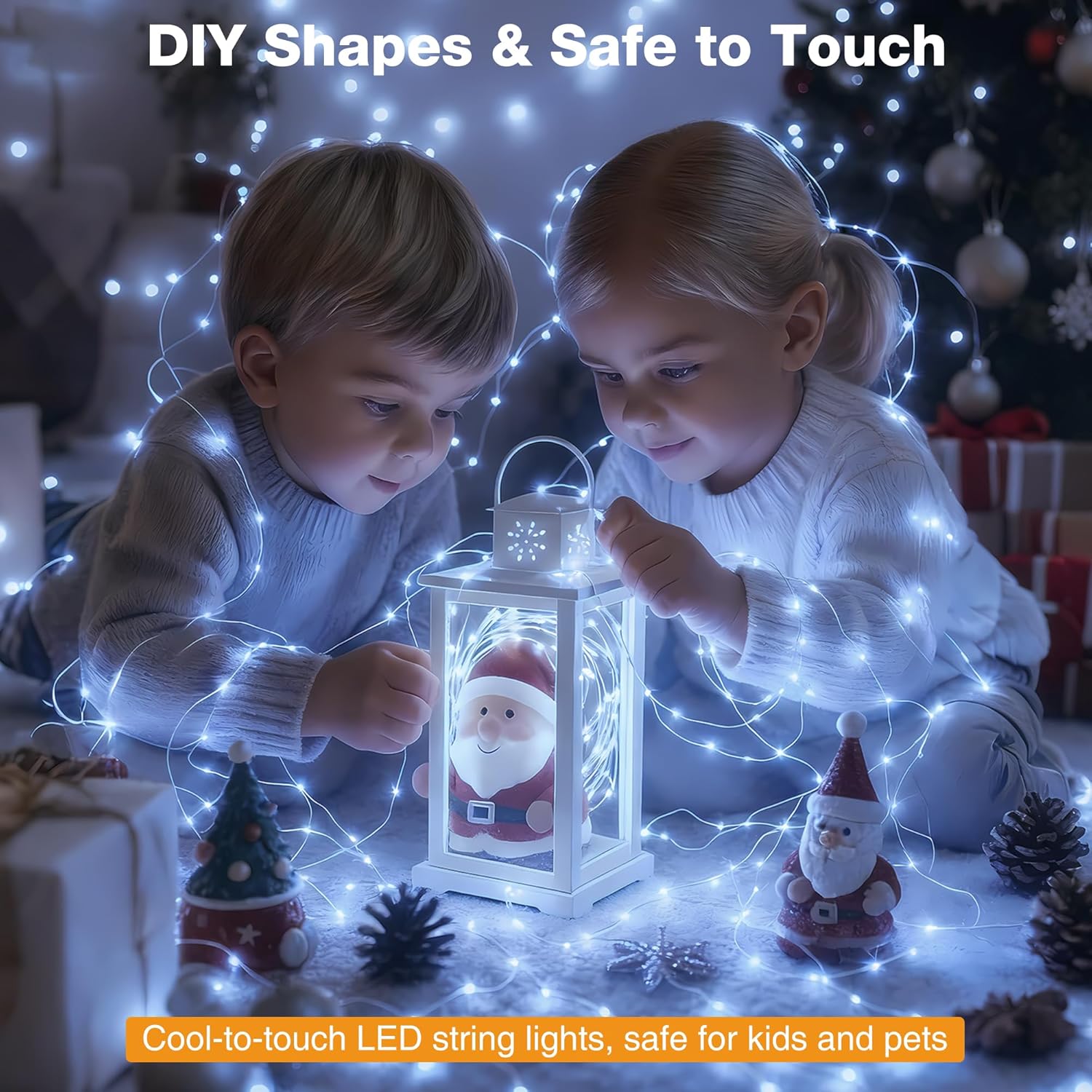 6 Pack 16FT 50 LED Fairy Lights Battery Operated with Timer, 8 Modes USB Mini Twinkle Light, Small String Lights for Christmas Tree Wreath Vase Bedroom DIY Wedding Decorations-Cold White