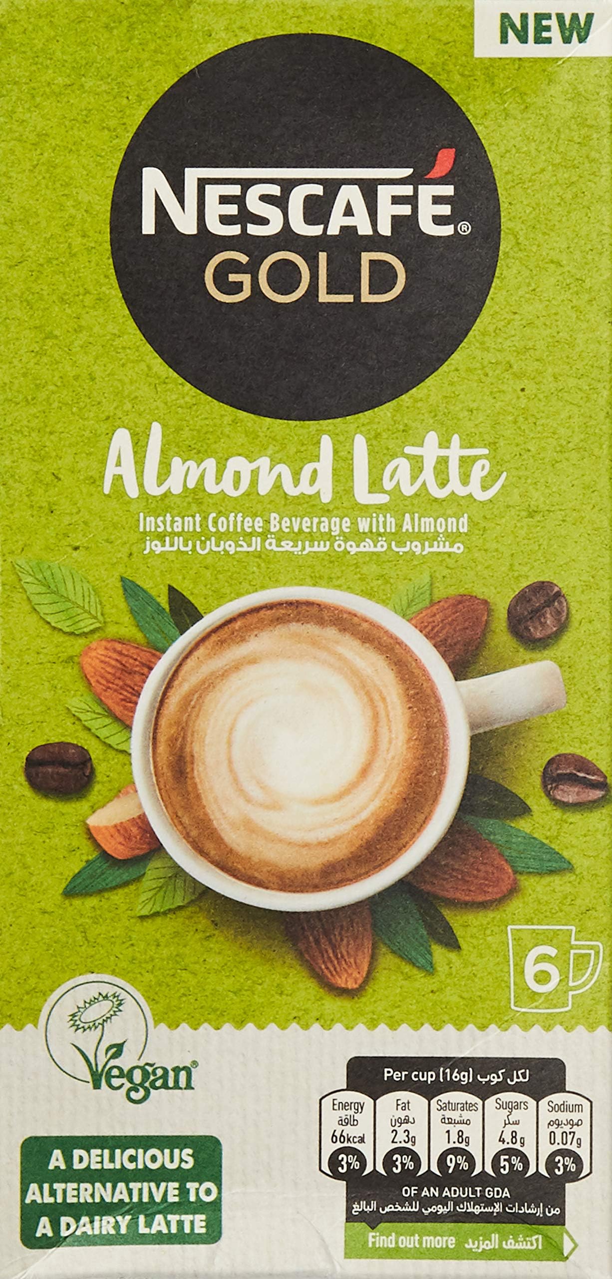 Nescafe Gold Almond Latte Non Dairy Coffee Sachet 16g (6 Sachets)