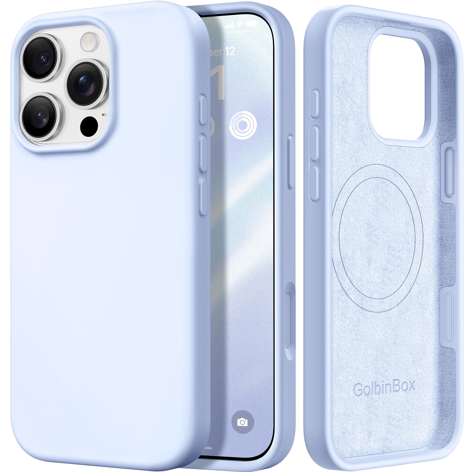 GolbinBox Magnetic for iPhone 16 Pro Max Case, Silicone Cover, Baby Blue