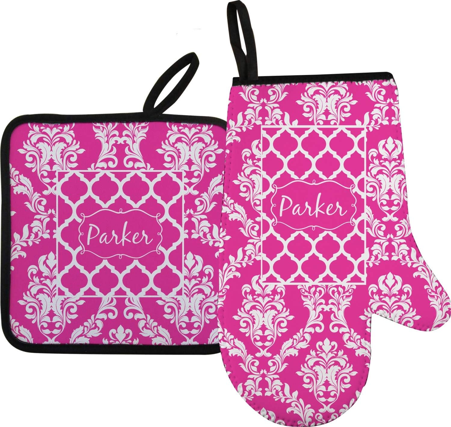 YouCustomizeIt Personalized Moroccan & Damask Right Oven Mitt & Pot Holder Set w/Name or Text
