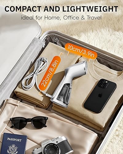 Miniatura 5 de OGHom Vaporizador para ropa, removedor de arrugas portátil de mano, vaporizador de tela de 1000 W, vapor penetrante fuerte, para el hogar, oficina