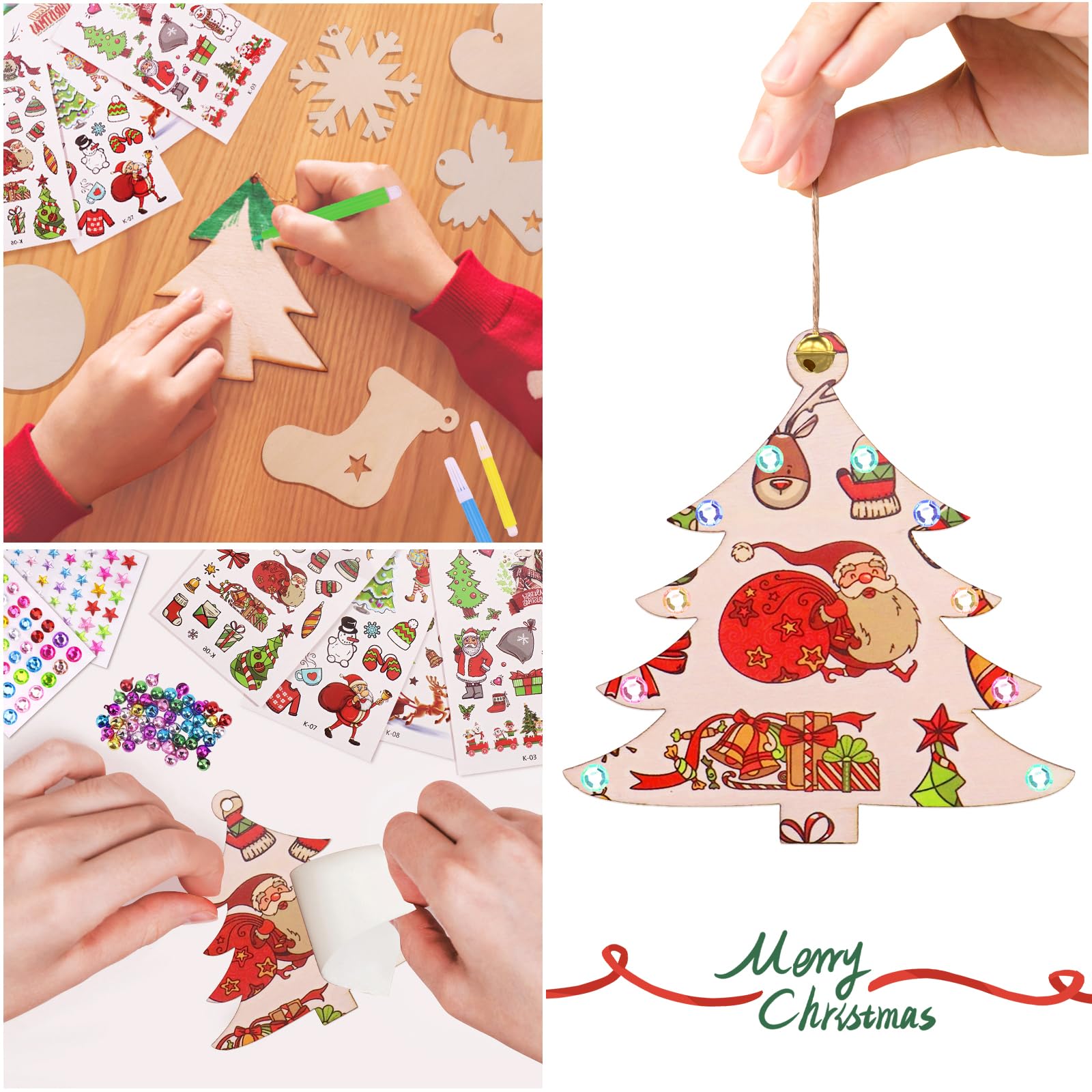 354-teiliges Weihnachts Bastelset - Holzanhänger Zum Bemalen Für Baumdekoration