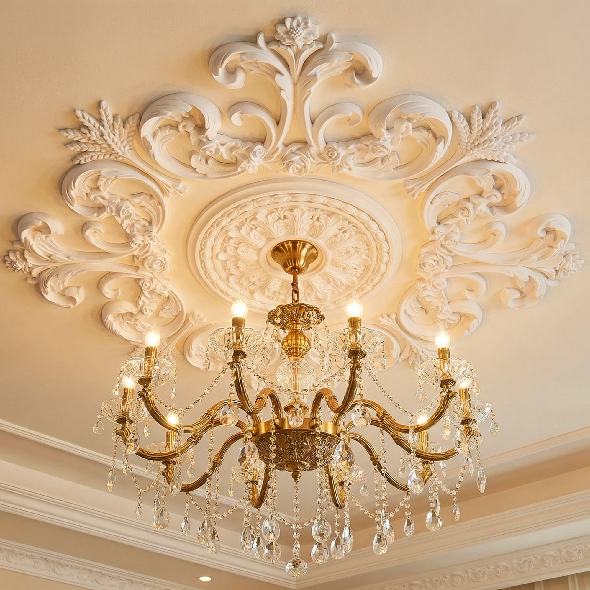 Photo 1 of meiqidi 28" Large PU Ceiling Medallion for Light Fixtures, French Style
