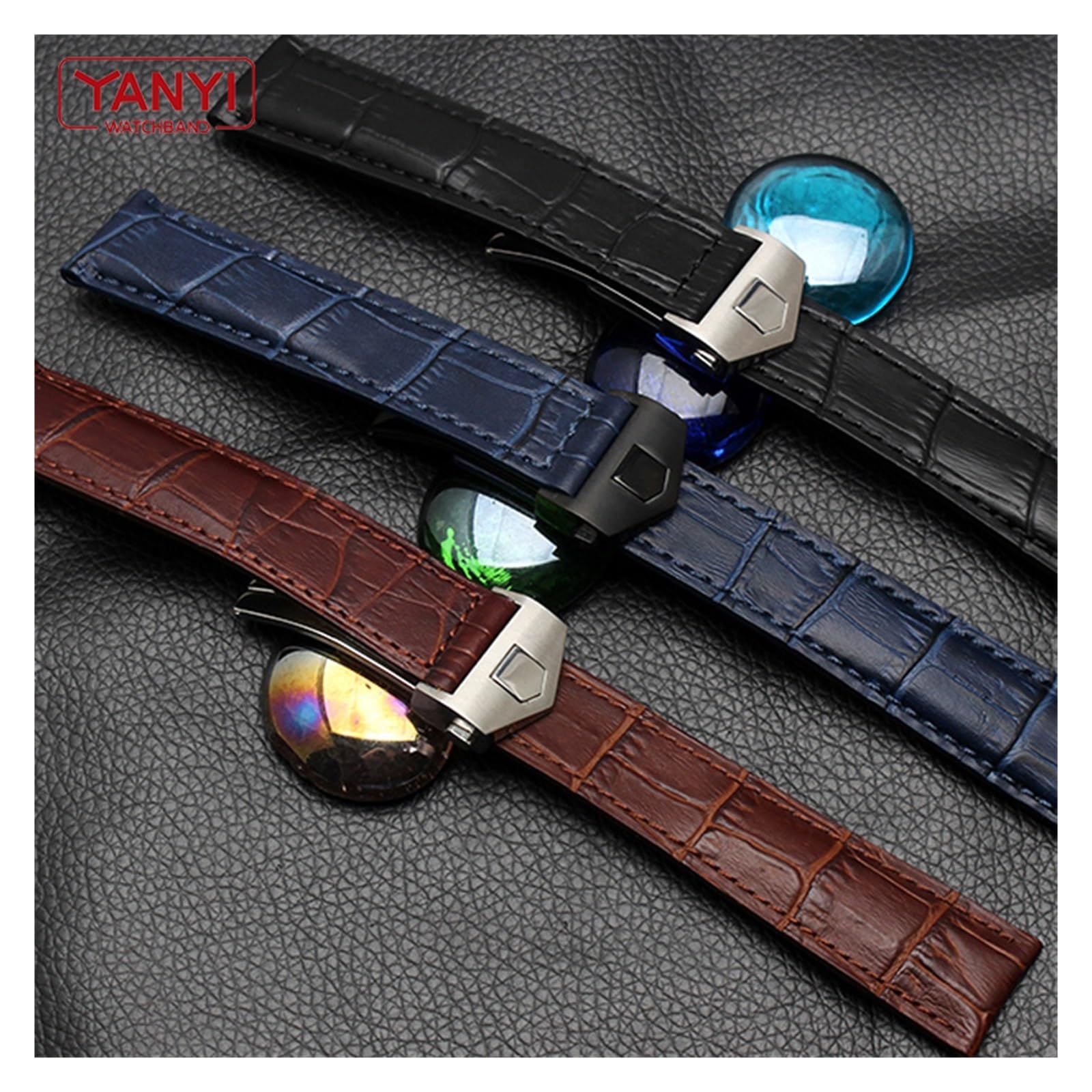CZKE Echtes Leder Armband 19mm 20mm 22m Für Tag Heuer Uhrenarmband Männer Armbanduhren Band Zubehör Falten Schnalle Leder Uhrenarmband