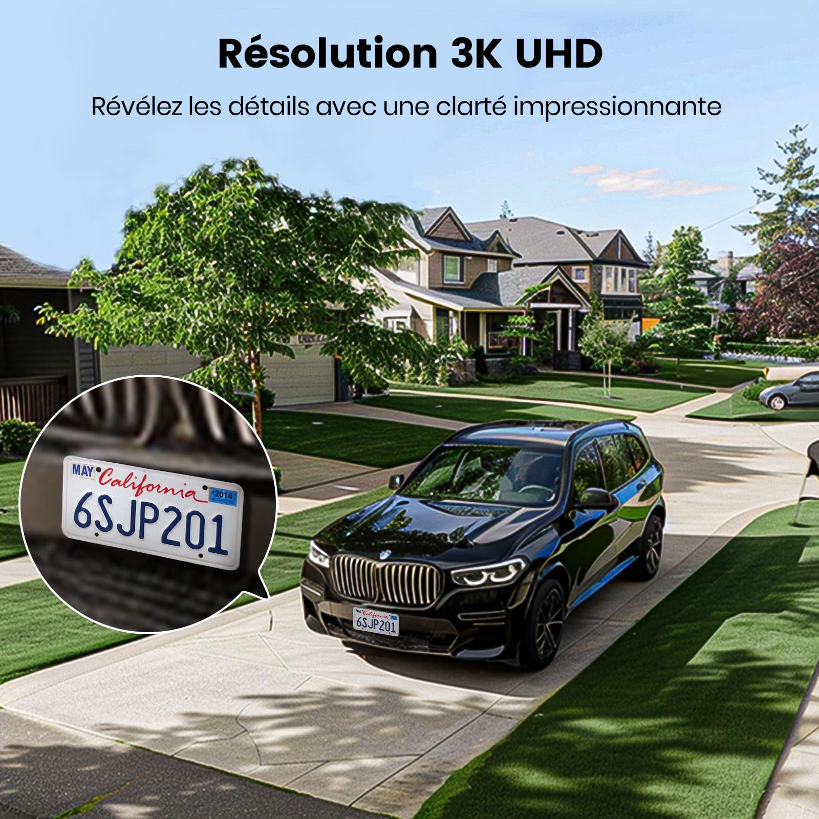 aosu 3K Caméra Extérieure avec 2600 LM Projecteur,360° Dét. IA Humaine | 3 capteurs PIR, Enregistrement 24/7, Vision Nocturne, IP65 étanche, Wi‑Fi 2,4 GHz, Pour Entrée/Jardin