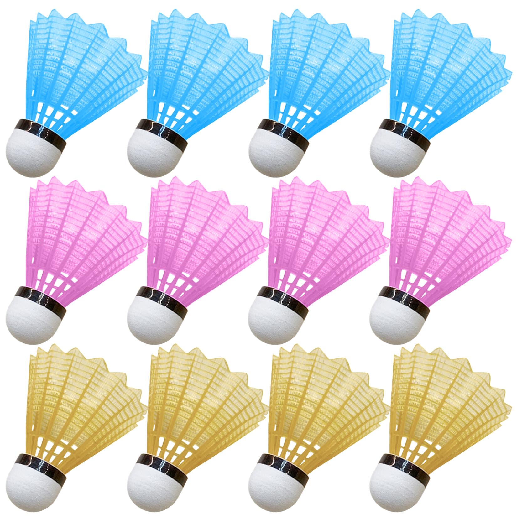 Juego de 12 volantes LED de nailon luminosos, pelotas de bádminton para entrenamiento deportivo