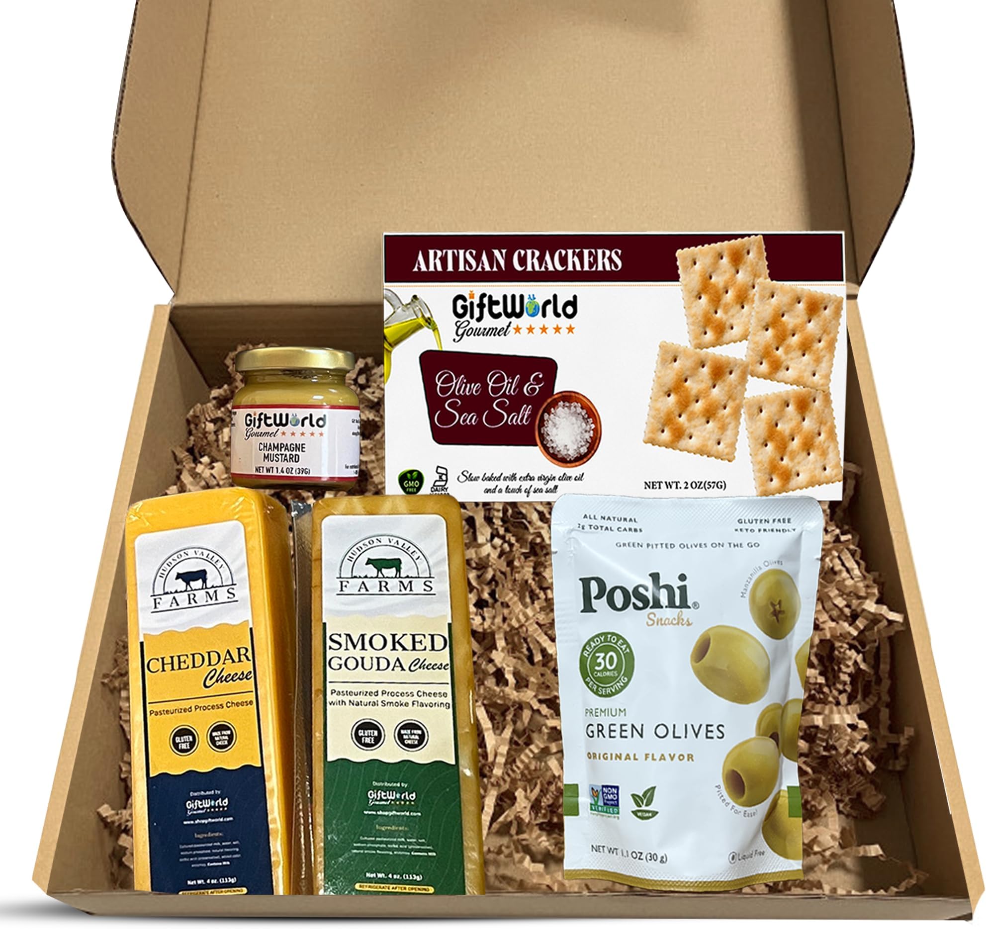 Cheese Gift Baskets Assortment Bundle with 5 items - Gourmet Food Gifts for Men and Women, Food for Charcuterie Board, Cheese Sampler for Corporate and Family Occasions, Thanksgiving and Christmas Gifts