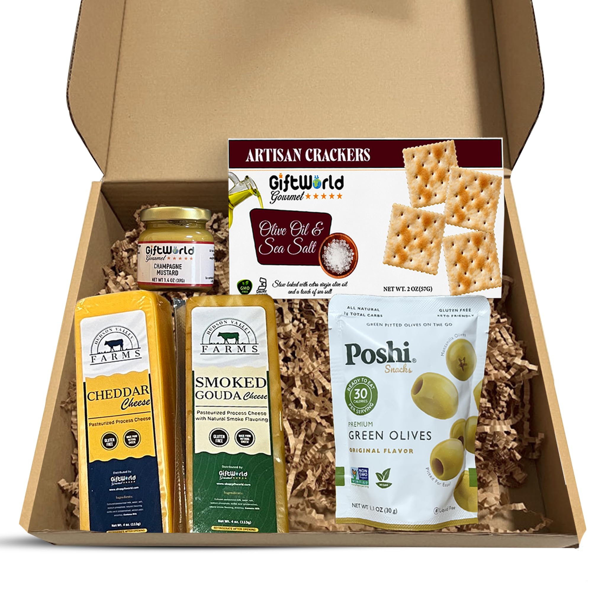 Cheese Gift Baskets Assortment Bundle with 5 items - Gourmet Food Gifts for Men and Women, Food for Charcuterie Board, Cheese Sampler for Corporate