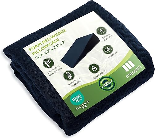 Funda de almohada de cuña para almohada de cuña de 24 x 24 x 7 pulgadas, funda de repuesto hipoalergénica con cremallera y bolsillos, color azul