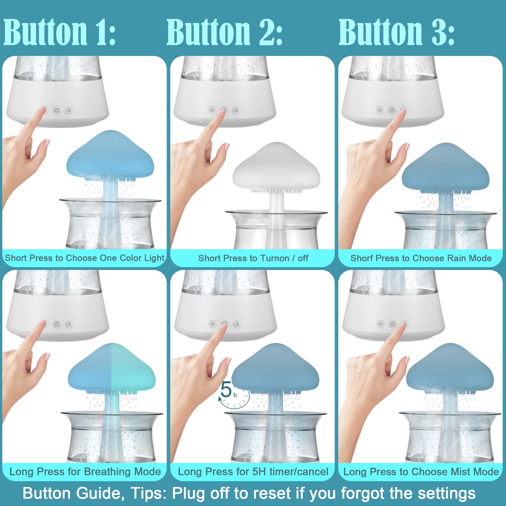Humidificador portátil para espacios pequeños y personales, para el hogar y la oficina, temperatura ajustable, velocidad del ventilador, humidificador en la nube