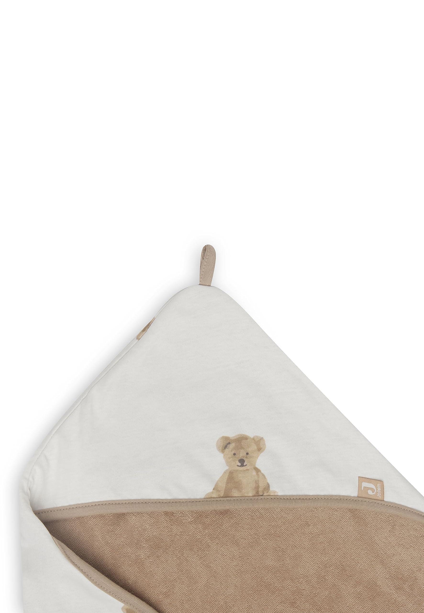 Jollein 534-836-66095 Serviette à Capuche Motif Ours en Peluche Eponge Blanc 75 x 75 cm