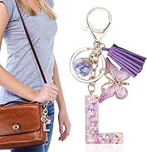 ALLOMN Alphabet Letter Keychain Star Butterfly Keychain Gift for Backpack Purse Accessory for Women Ladies Girls