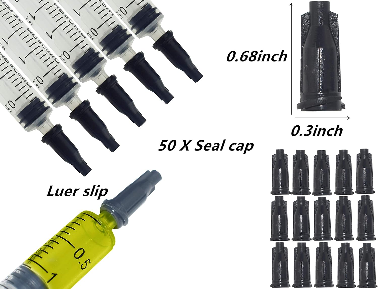 50 Pack 3ML Plastic Syringe Luer Slip with Cap, Great for Measuring, Refilling Watering and Pets Feeding, Non-Sterile (3ML)