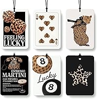 Vista 18 de Ambientador de coche con estampado retro de guepardo, 4 piezas, estampado de leopardo, 8 bolas de la suerte, ambientador colgante para el hogar