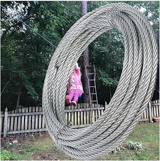 SAFWEL Wire Cable Stainless Steel Wire Rope Zipline Cable 3/8, Stainless Steel Aircraft Wire Rope for Outdoor Pulley Systems,Clothesline Kit, 12000lbs Breaking Strength (Size : 90M/295.3ft)