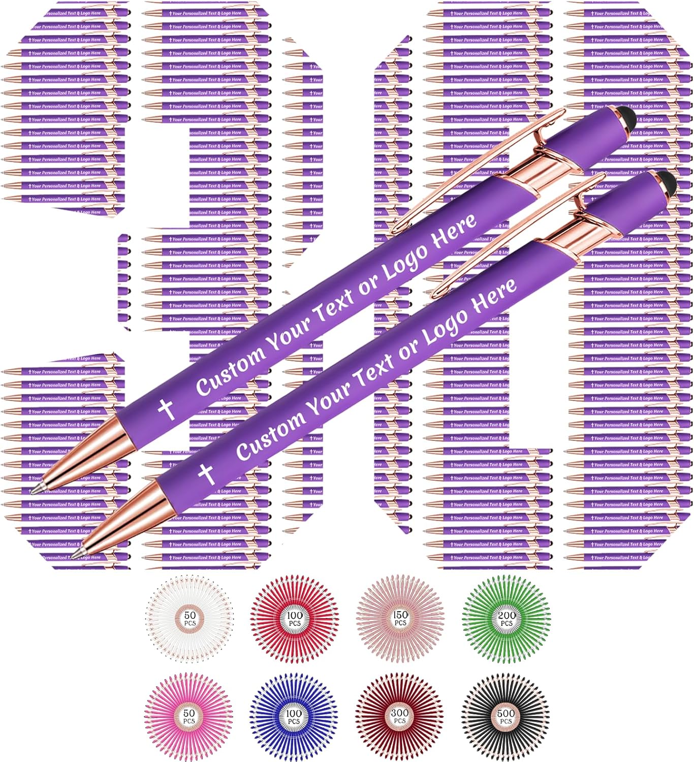 Personalized Pens with Name Engraved Pens Bulk Custom Ballpoint Pen with Logo Text Customized Business Pens Black Ink Stylus Graduation Birthday Office Men Women Teacher Gifts - 30pcs