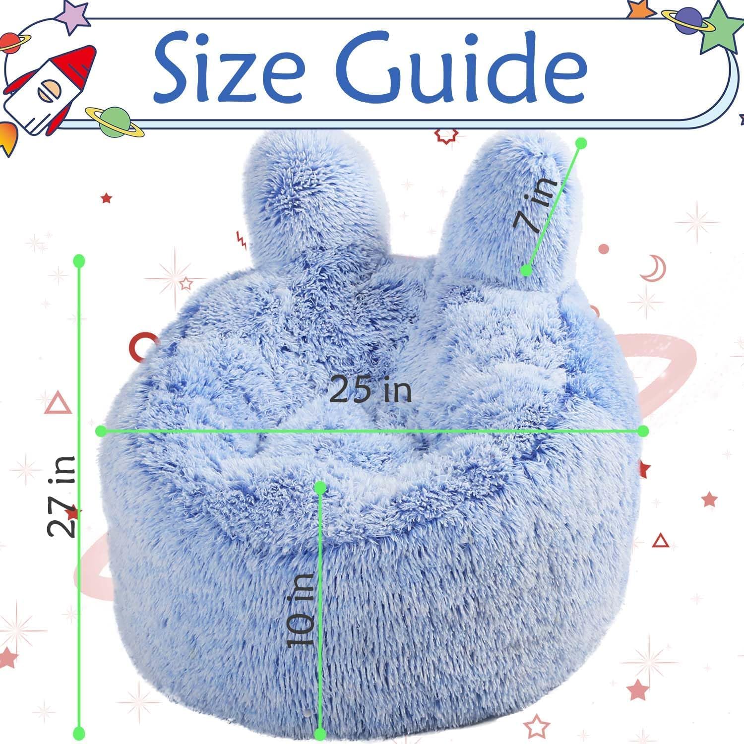 fluffy bean bag chair for kids blue, with plush faux fur cover, 2.5ft memory foam bean bag chairs for teens & kids, ultra soft sofa for living room/bedroom/dorm. blue 2.5ft