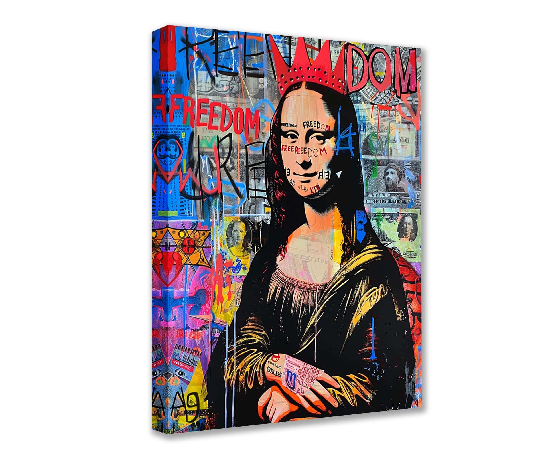 Tucocoo Abstract Wall Art 1 Piece Mona Lisa Graffiti Images of Famous Women Contemporary Art Decor for Living Room Wood Framed Ready to Hang 16 x 24 inches