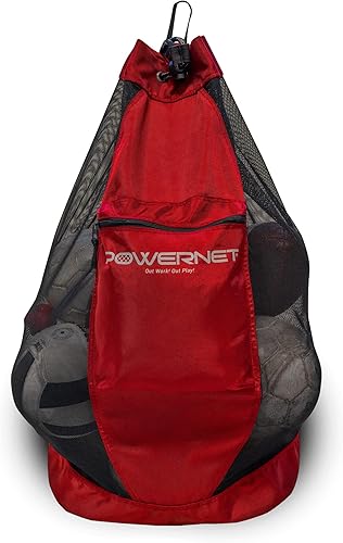 PowerNet Bolsa de malla para almacenamiento de pelotas para fútbol, fútbol y voleibol, bolsa de pelota con bolsillo exterior para objetos de valor,