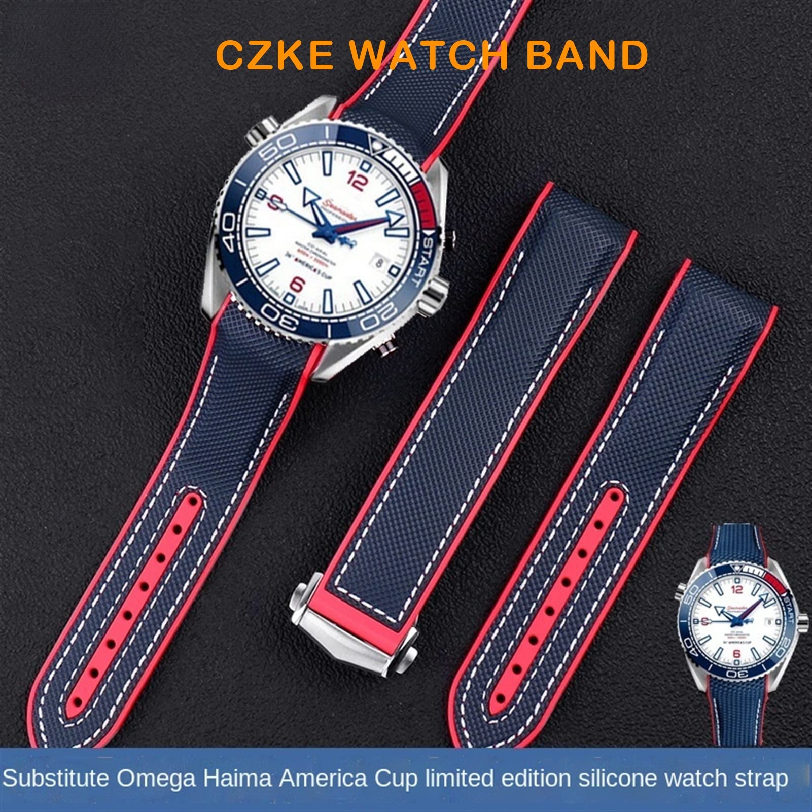JDIME Pour Omega Strap Seamaster 300 Speedmaster 8900 Marine Seahorse Diving600 American Cup Limited Edition Series Silicone Watch Watch Band