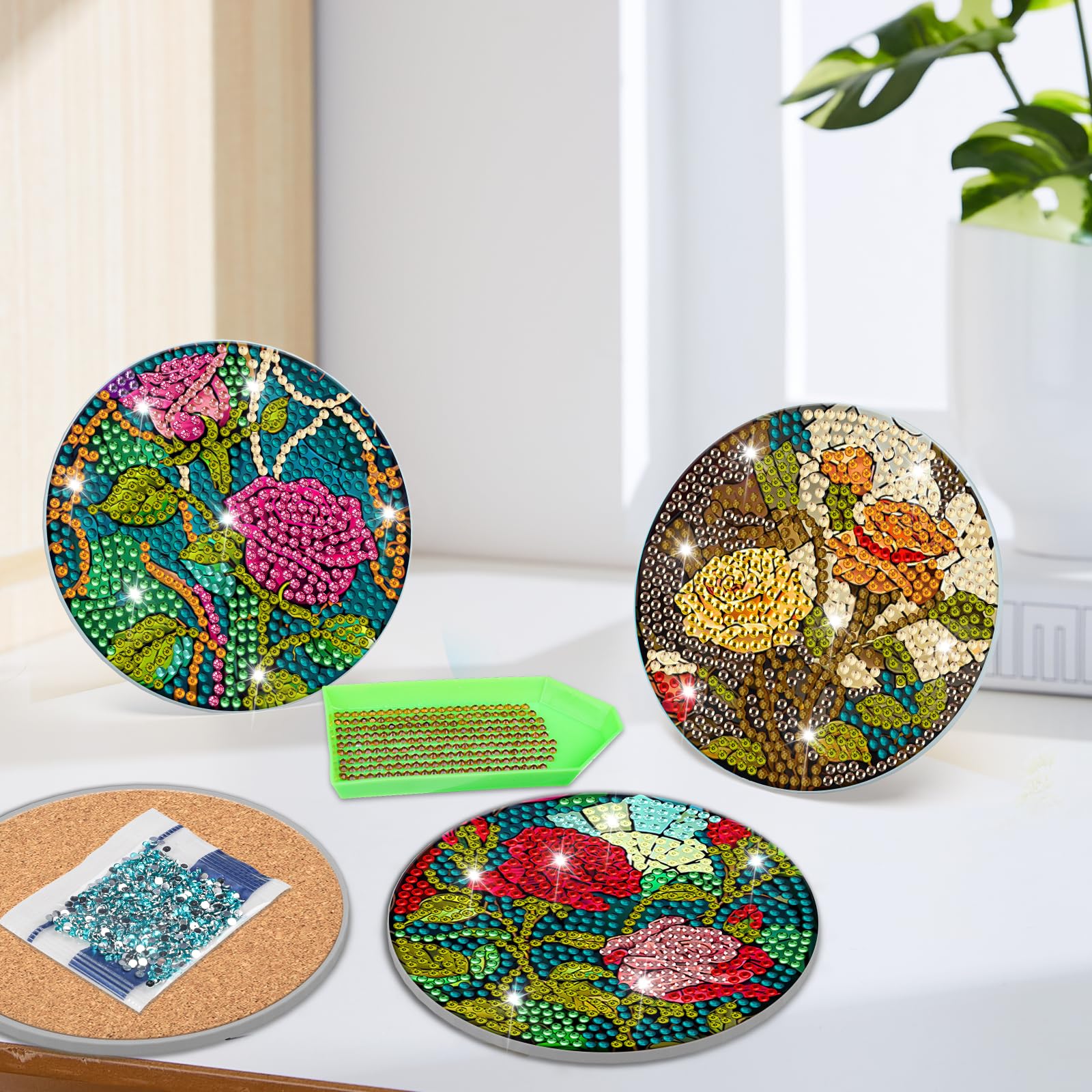 HEIBAGO 6 Sous-Verres Diamond Painting DIY - Kits Art Diamant Coquillages Coucher De Soleil