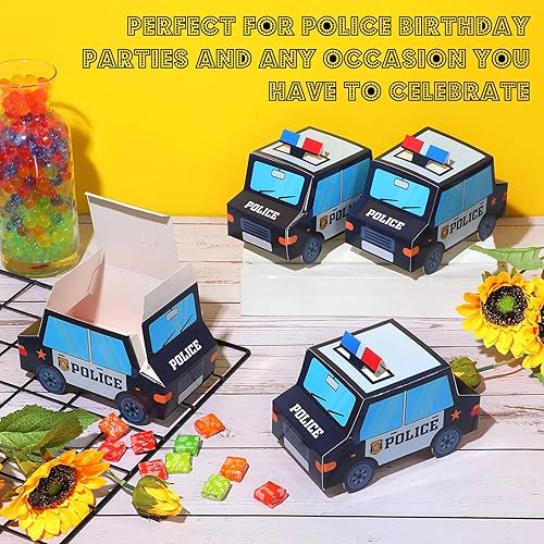Miniatura 5 de Kosiz 36 cajas de golosinas de policía a granel, decoraciones de fiesta temática de policía, recuerdos de fiesta temática de policía, contenedor de