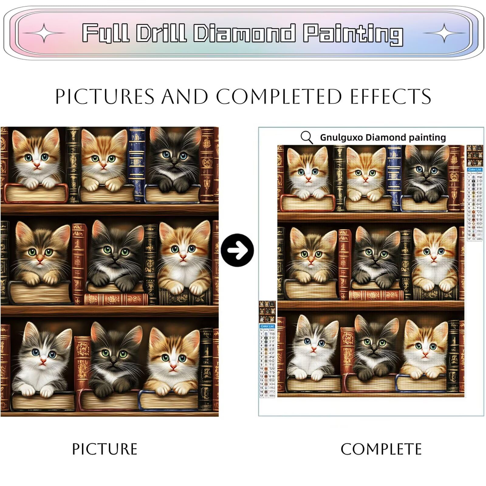 Diamond Painting Erwachsene Katze 5D Diamond Painting Zauberbuch Muster DIY Set Erwachsene Anfänger Vollbohrer Diamanten Malerei Stickerei Bastelset für Zimmer Wand Deko Schlafzimmer 70x100cm,Model755