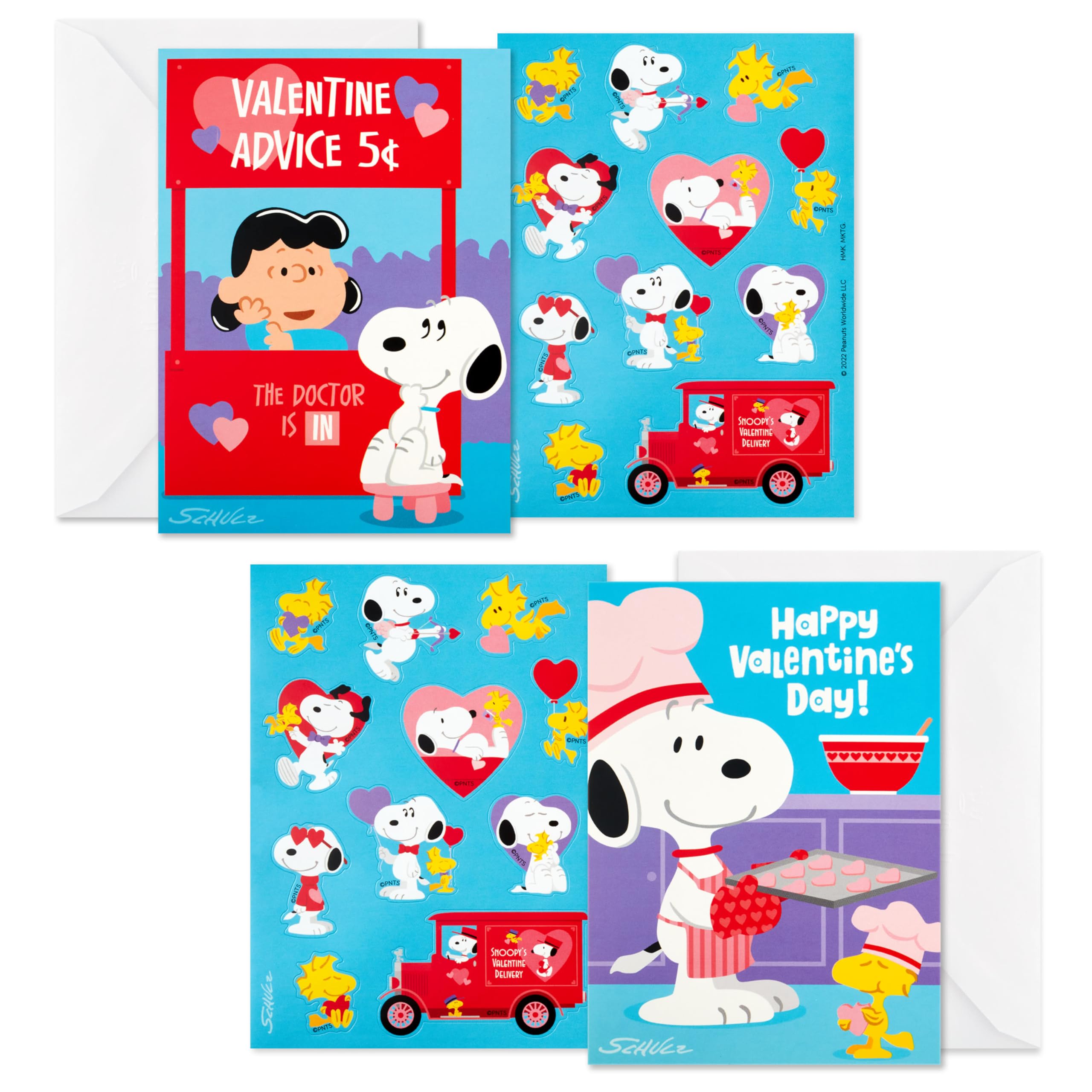 Snapklik.com : Hallmark Peanuts Valentines Day Cards And Stickers For Kids  School, Snoopy And Lucy (24 Classroom Valentines, image size:2560x2560