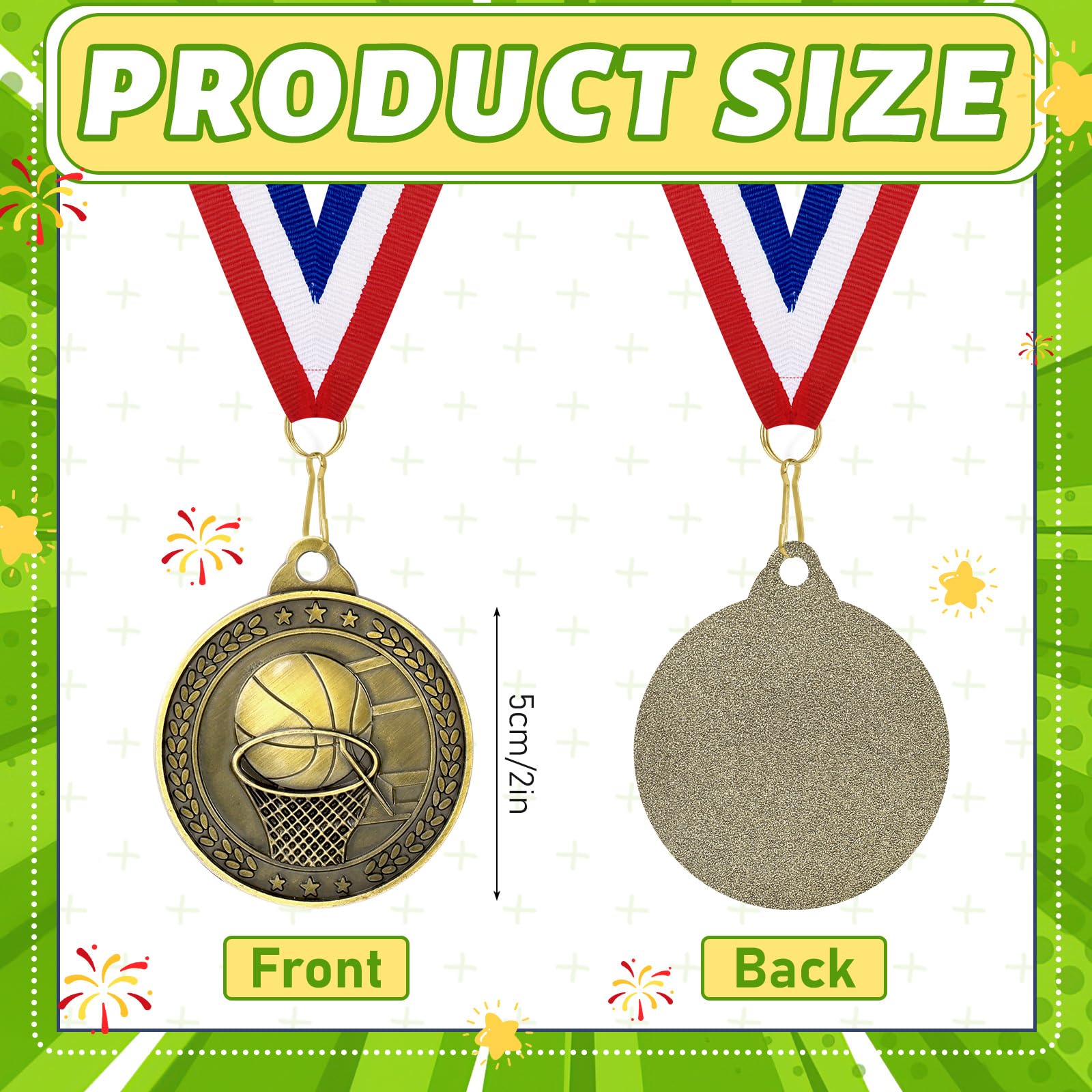 30 medaglie d'oro sfuse, 5,1 cm, campione, basket, calcio, baseball, pallavolo, trofeo, medaglie sportive in metallo, con nastri per il collo, per giochi e partecipazione sportiva