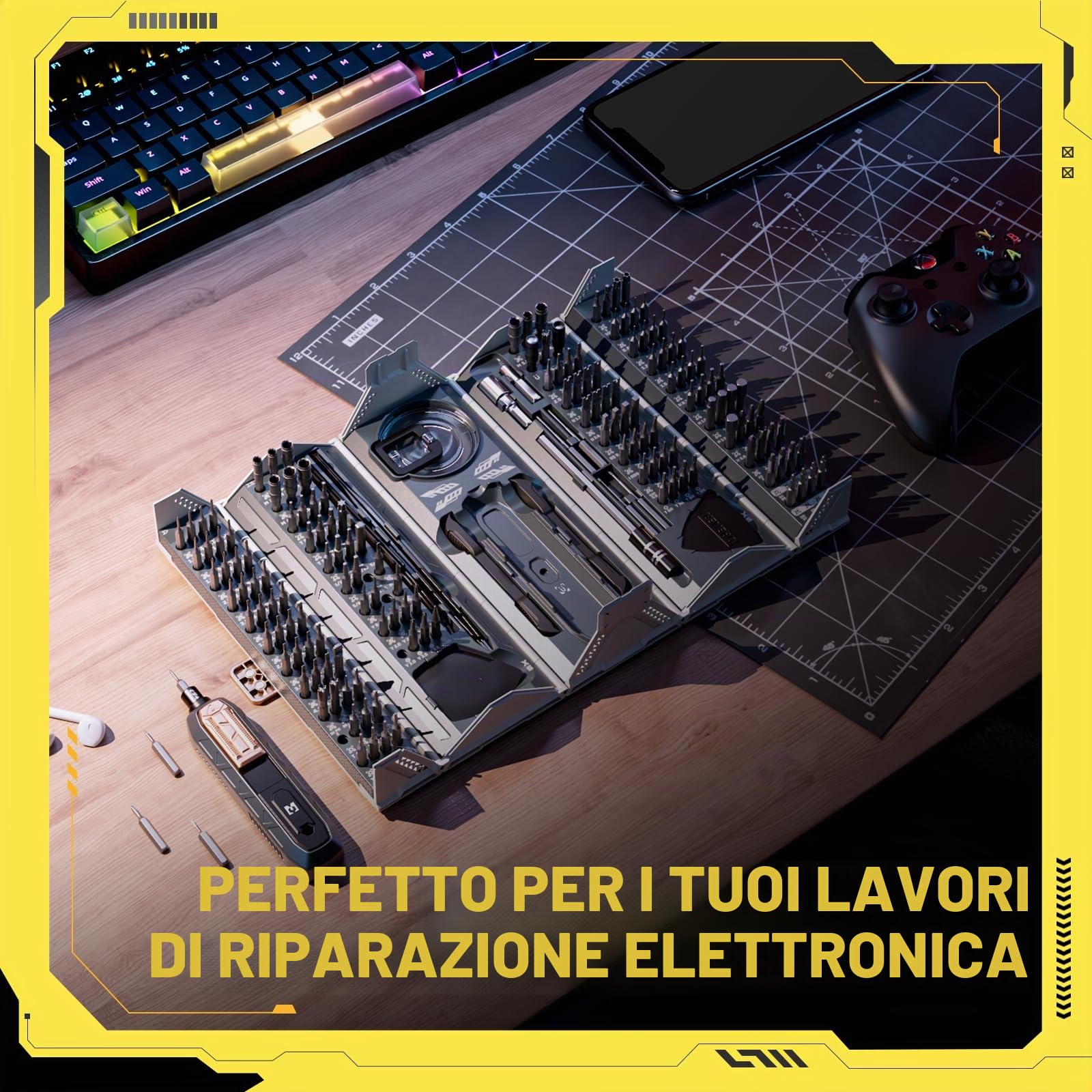 180 in 1 Kit di Cacciaviti di Precisione, Mini Cassetta Degli Attrezzi Meccanica con Torx T1-T20, Phillips 1.0-3.5, Triangolo 2.0-3.0, Hex H 0.7-6.0 per Telefono, Laptop, Occhiali, Fotocamera