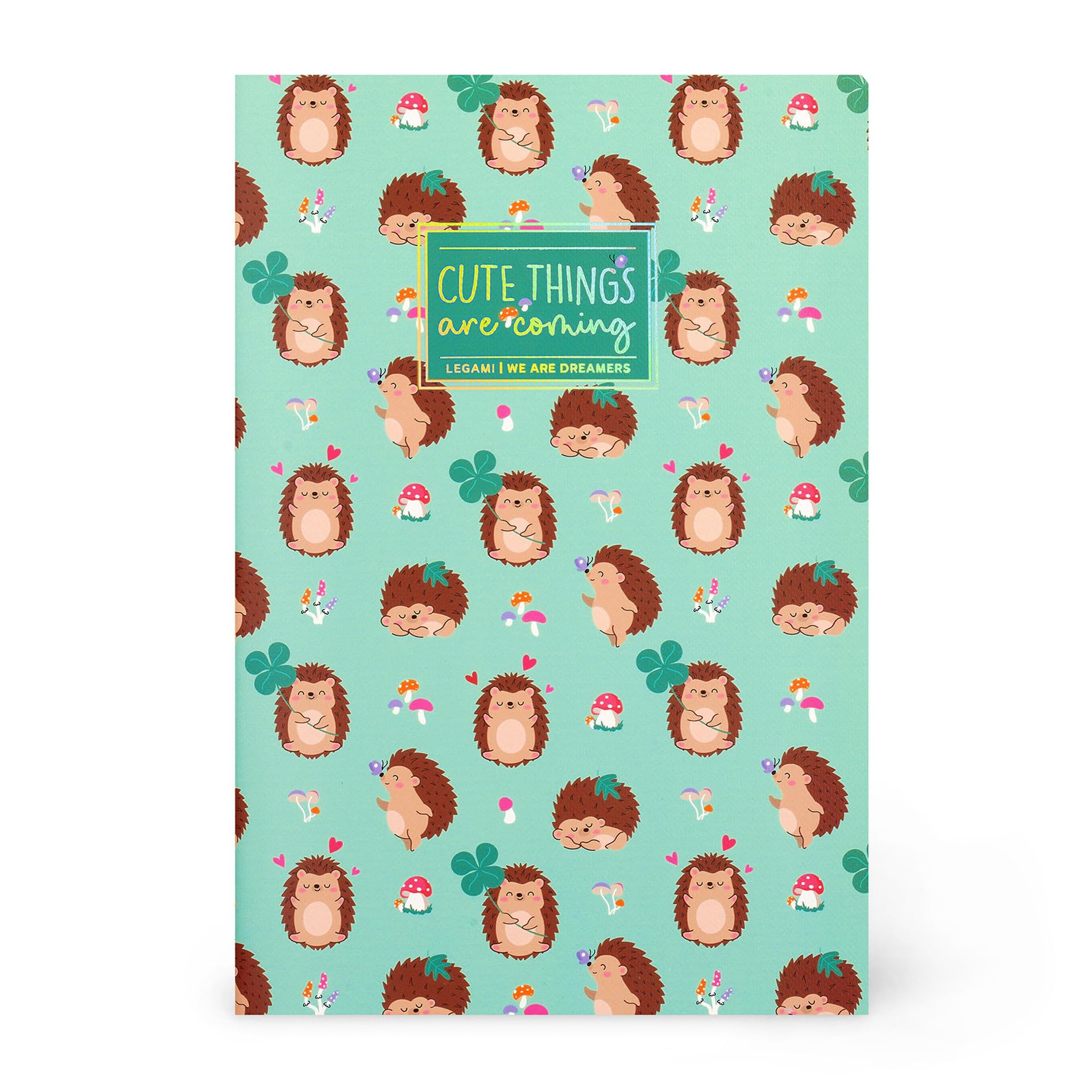Legami - Hedgehog 7 mm Lined Notebook, B5, Large, FSC Certified Paper, 100 Pages, Singer Stitch Binding, 18.5 x 25 cm