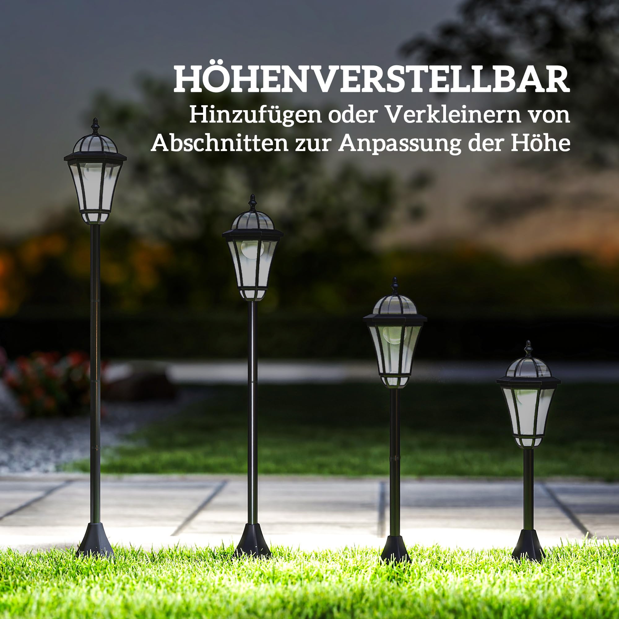 Outsunny Solar Gartenlaterne 2er Set Wetterfeste 129 cm hoch Schwarz