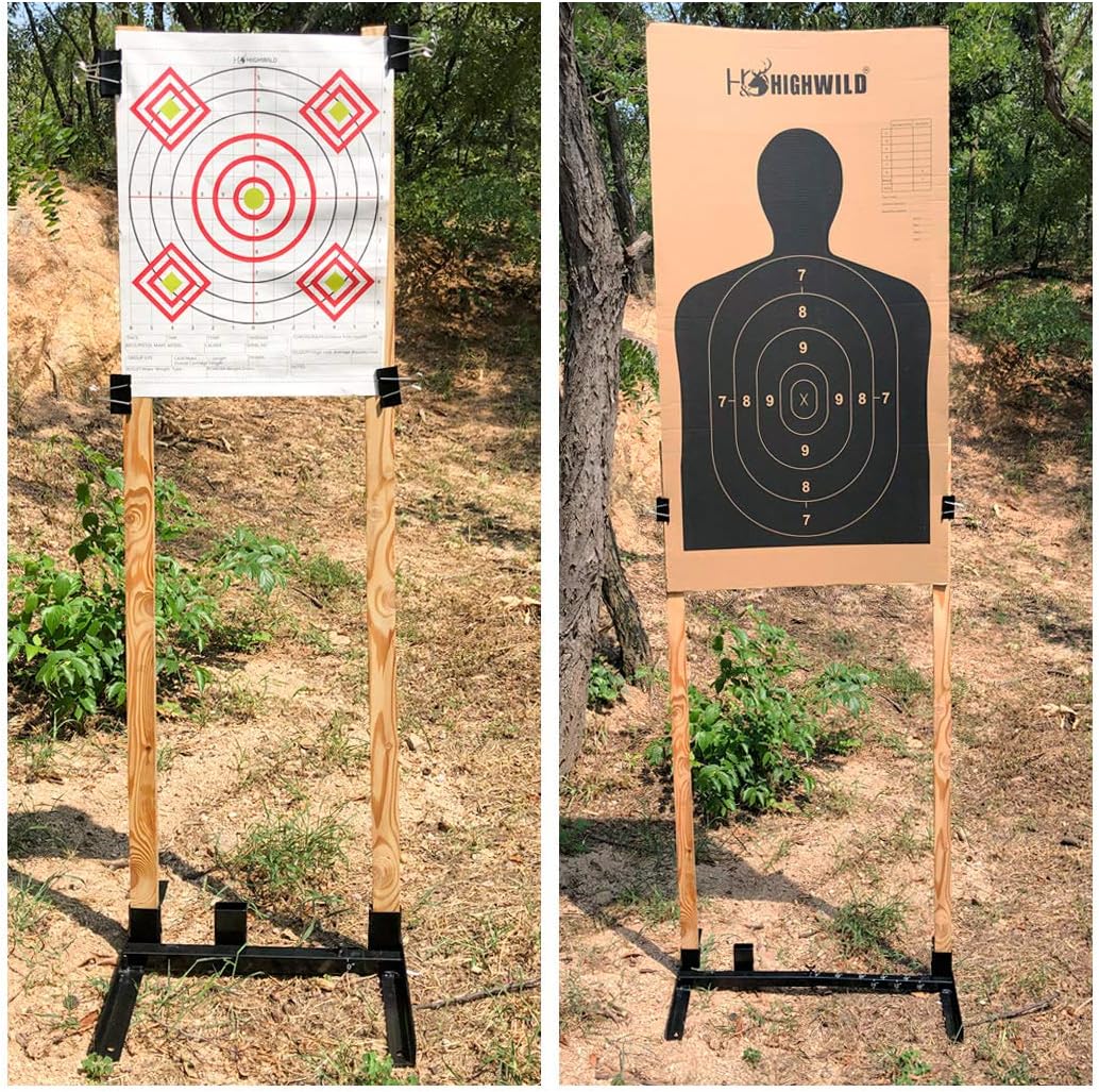 Highwild Adjustable Target Stand Base for Paper Shooting Targets Cardboard Silhouette - H Shape - USPSA/IPSC - IDPA Practice - Upgraded Version (1 Pack) : Sports & Outdoors