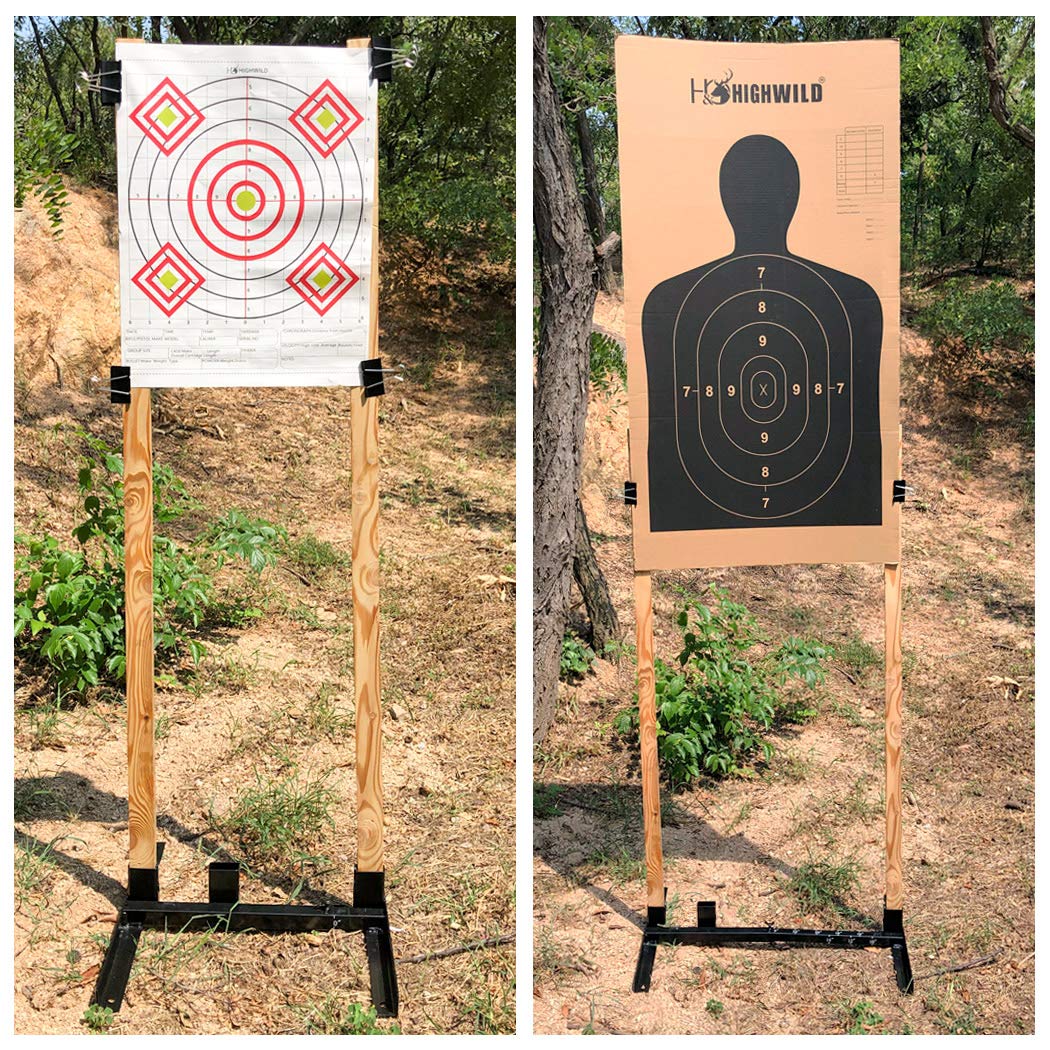 Highwild Adjustable Target Stand Base for Paper Shooting Targets Cardboard Silhouette - H Shape - USPSA/IPSC - IDPA Practice - Upgraded Version (1 Pack)