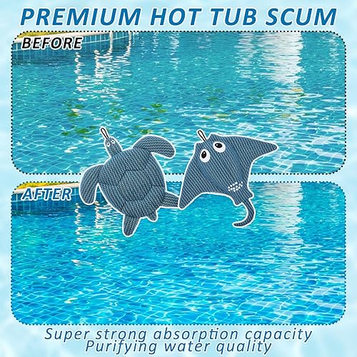 Miniatura 7 de Sibosen Paquete de 2 esponjas absorbentes de verdín para jacuzzi, actualización 2025, accesorios reutilizables de tortuga y mantarraya absorbentes