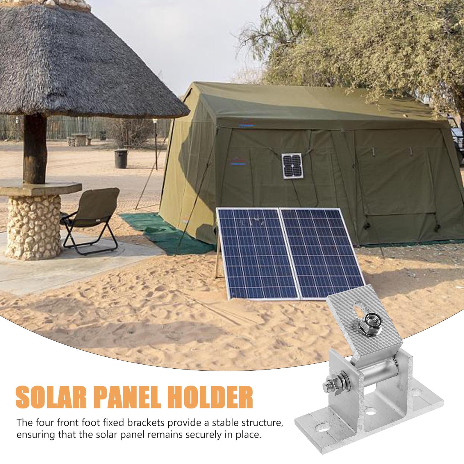 DOITOOL Soporte Ajustable Paquete de 4 Unidades de Aleación de Aluminio para Panel Solar Estructura Estable y Almohadillas de Goma para Montaje Seguro en Techo Plano