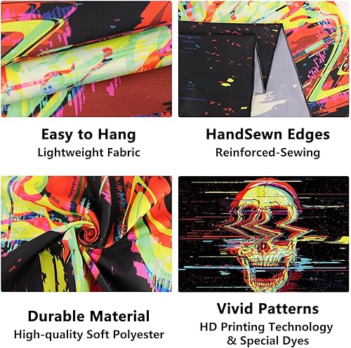 Miniatura 6 de Tapiz de luz negra, galaxia y planeta, tapiz reactivo a los rayos UV, tapiz de cascada de montaña para dormitorio, estético, ola misteriosa, lago,