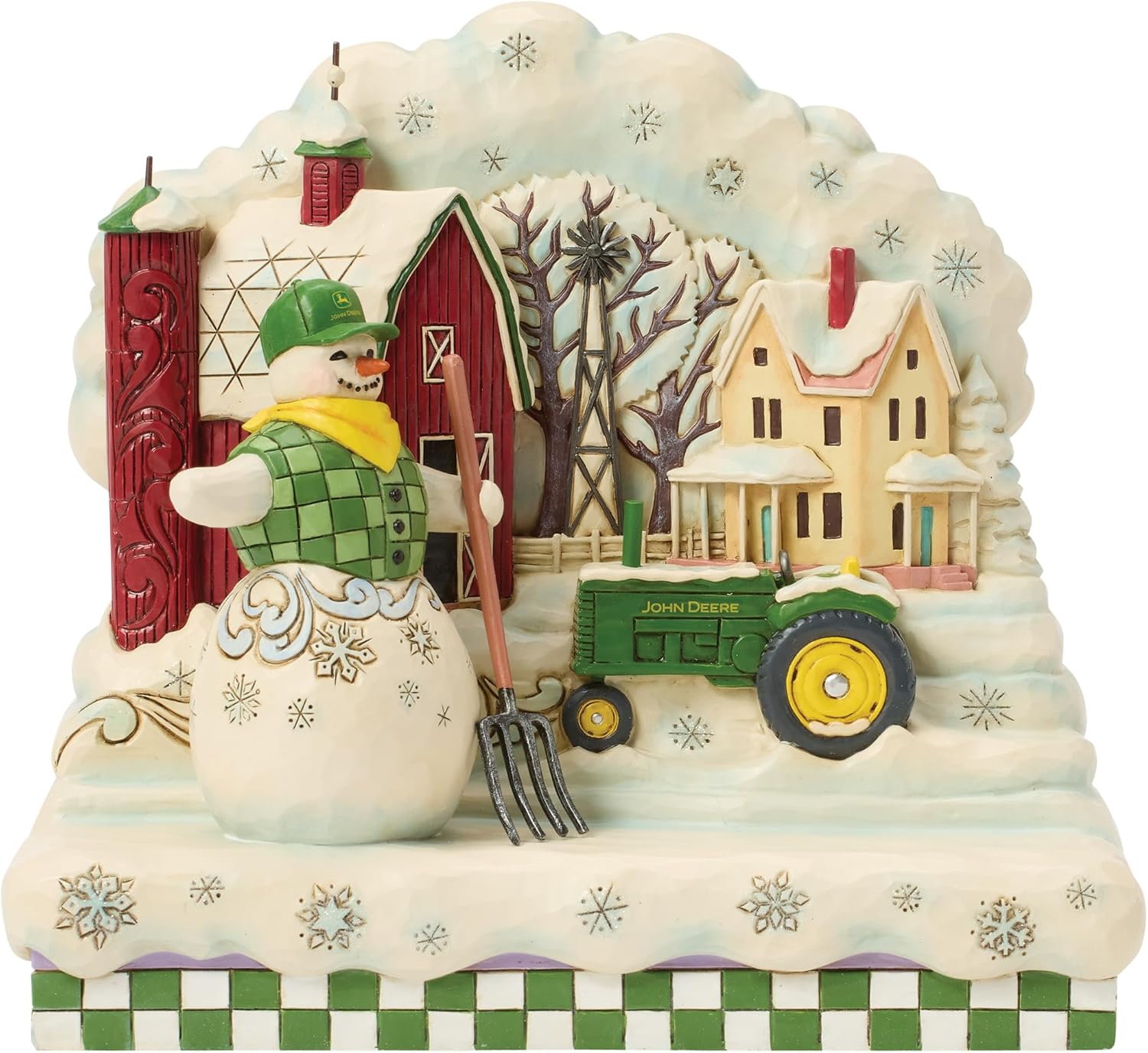 Enesco John Deere by Jim Shore Snowman with Layered Farm Scene Figurine, 7.48 Inch, Multicolor