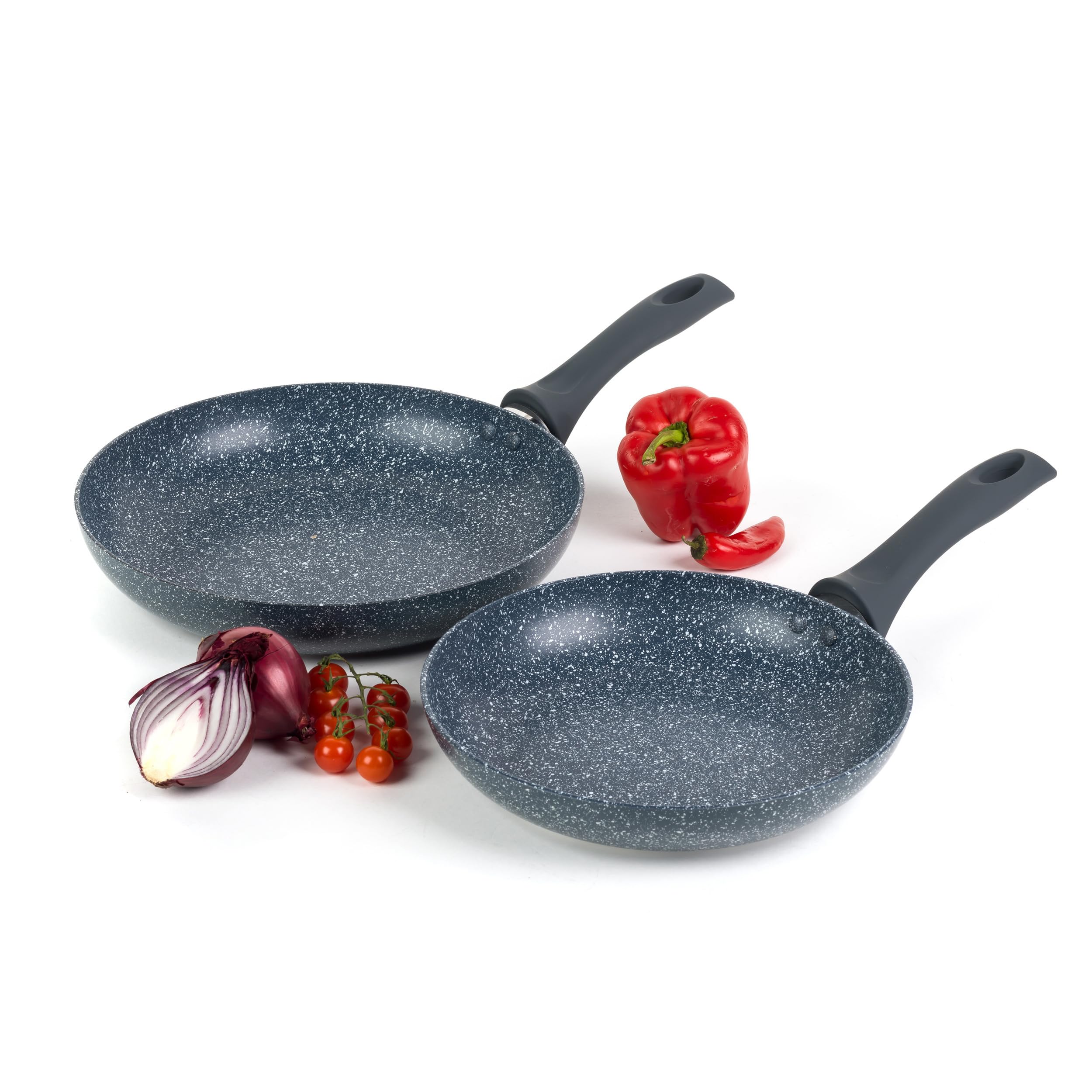 Russell Hobbs COMBO-4841A Nightfall Stone Frying Pan Set - 24/28 cm Non-Stick Egg/Omelette Pans, Little to No Oil, Induction Suitable, Forged Aluminium Cookware, Soft Bakelite Handles, Blue Marble — image 1