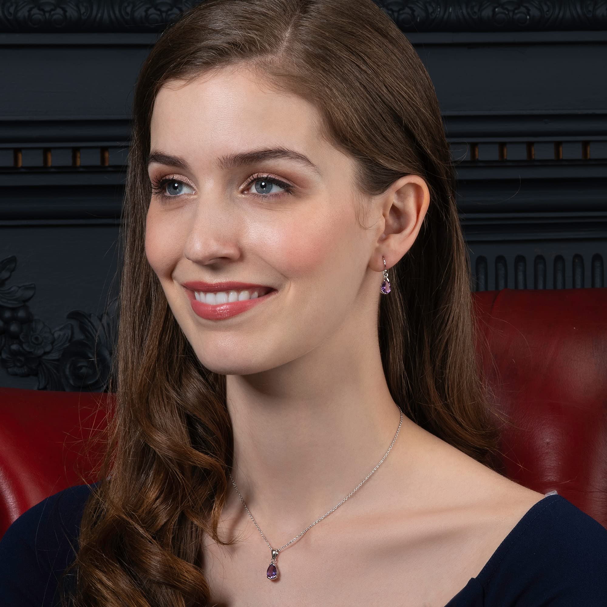namana Collar de plata de ley 925 para mujer con piedras semipreciosas, collar de piedras preciosas naturales para mujer, collar con colgante de plata 925 para mujer con piedras naturales en forma de