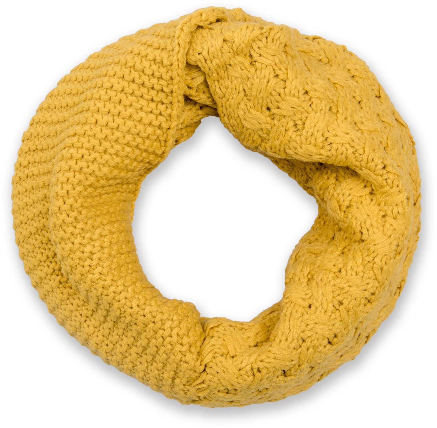 styleBREAKER knit loop scarf with pattern mix, single-colour fine-knit snood, winter knit scarf, unisex 01018153, Colour:Curry