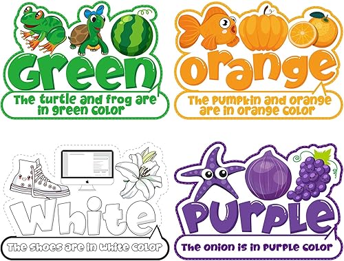 Miniatura 4 de Outus Póster de color para el aula preescolar, juego de 11 tablones de anuncios de 16.5 x 11.5 pulgadas, palabras de frutas y verduras, recortes de