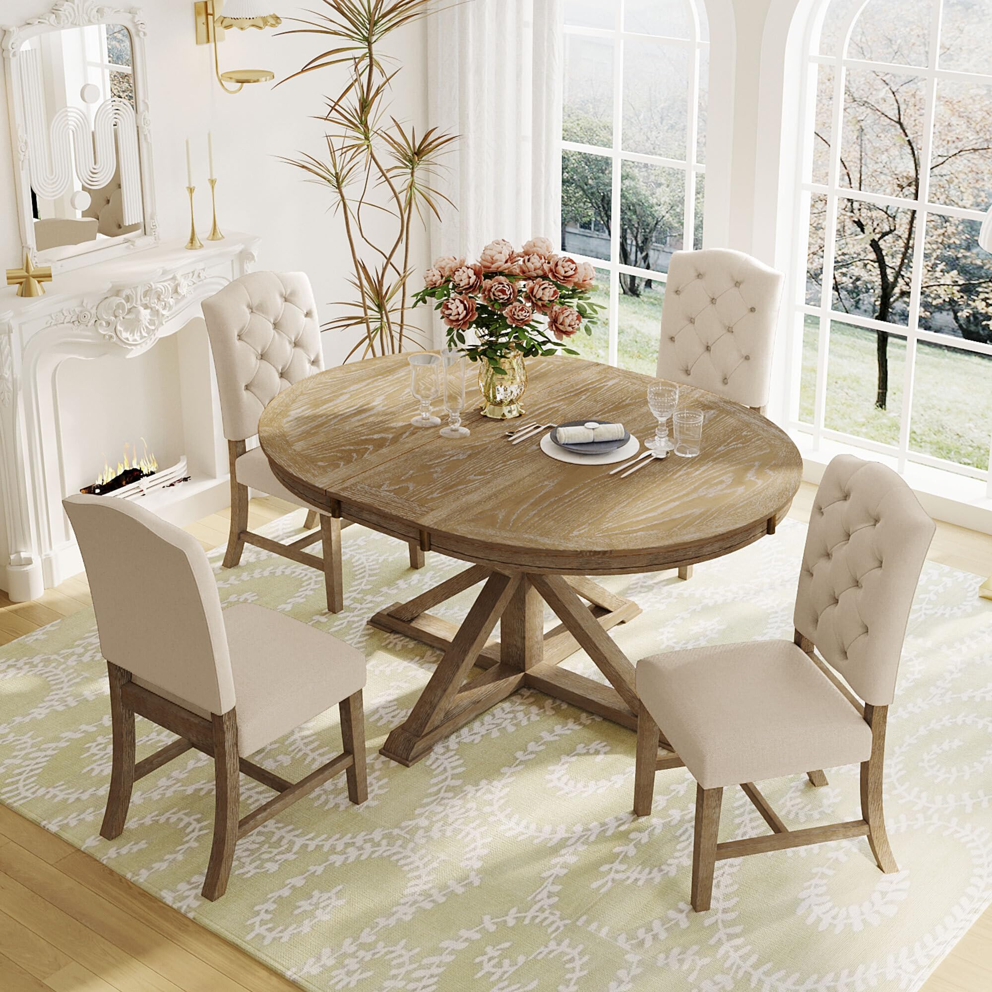 Amazon.com - Retro Style 5-Piece Round Dining Table Set for 4
