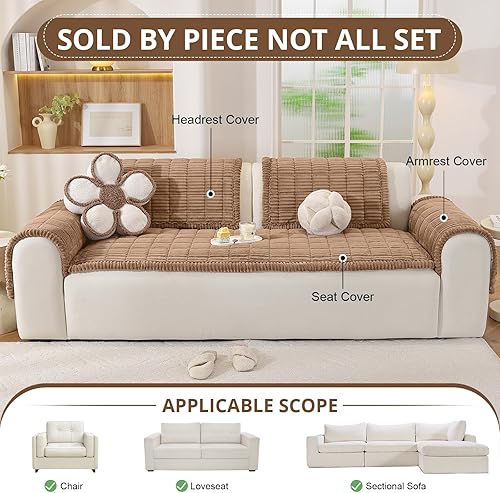 Miniatura 4 de Funda de sofá lavable para perros, funda de sofá modular suave y mullida en forma de L, protector grueso apto para mascotas, tapete para sofás y