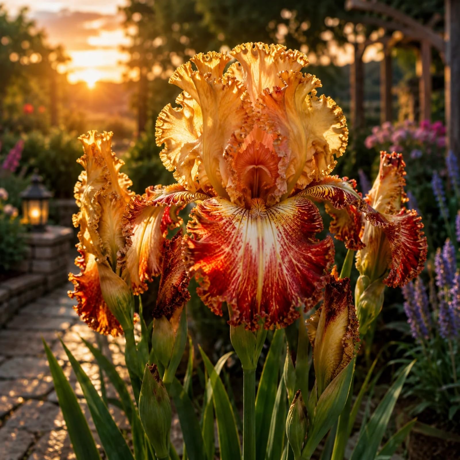 Perennial Peacock Eye Iris for Planting Now UK,Hardy - Easy Plant-Professional for Beautiful Garden Displays-4 Bulbs-Color-g