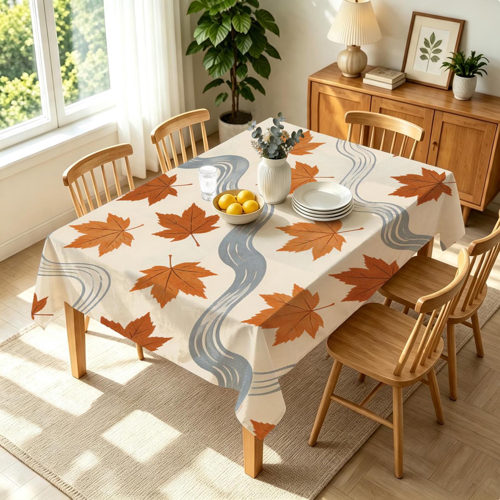 Tovaglia Antimacchia Rettangolare 350x150 cm Foglie D’Acero Autunnali
