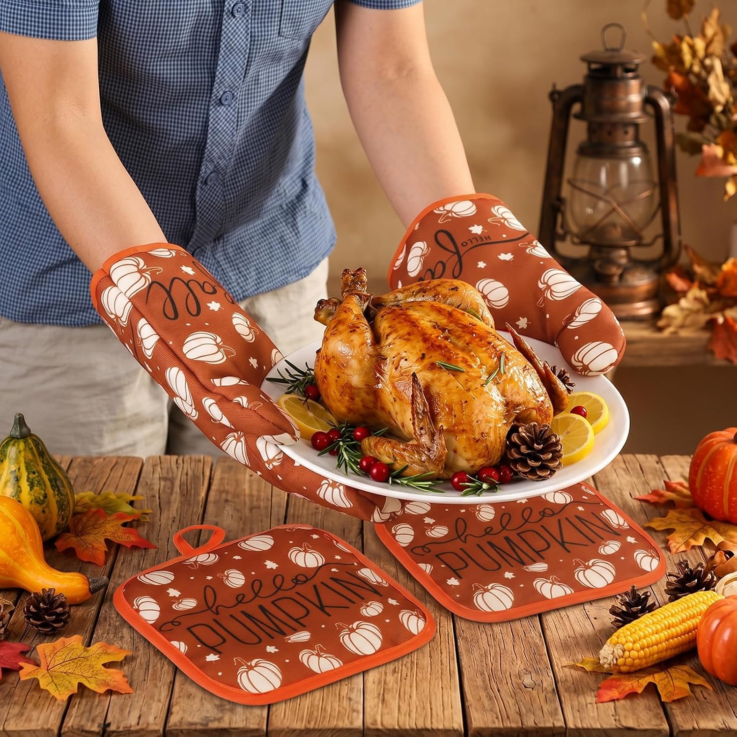 Nuanchu Fall Pumpkin Orange Kitchen Home Decor Fall Cooking Baking Gift