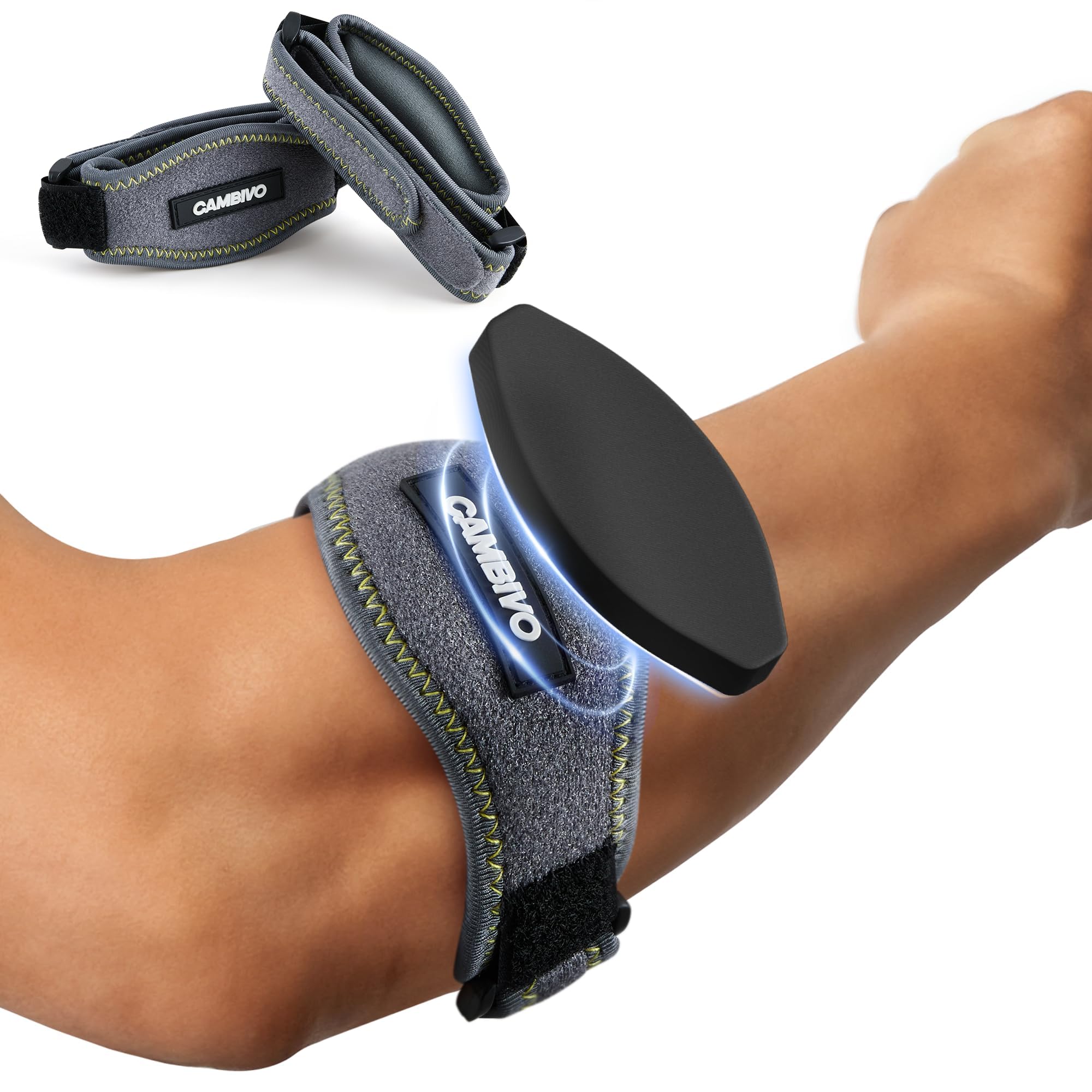 CAMBIVO 2 Pack Tennis Elbow Brace Strap for Tendonitis, Dark Gray