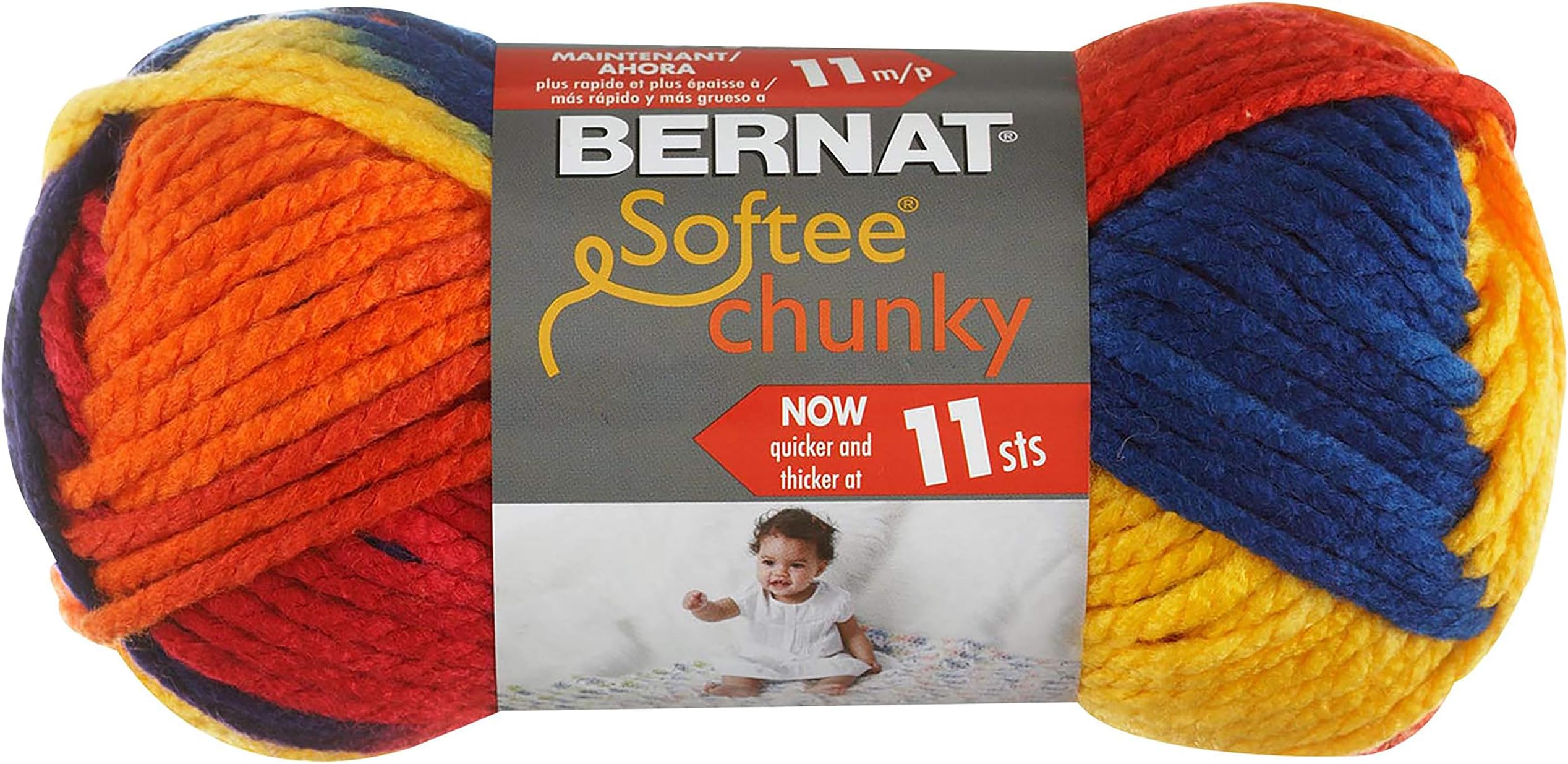 Softee Chunky Ombre Yarn, 2.5 oz, Gauge 5 Bulky Chunky, 100% Acrylic, School Yard