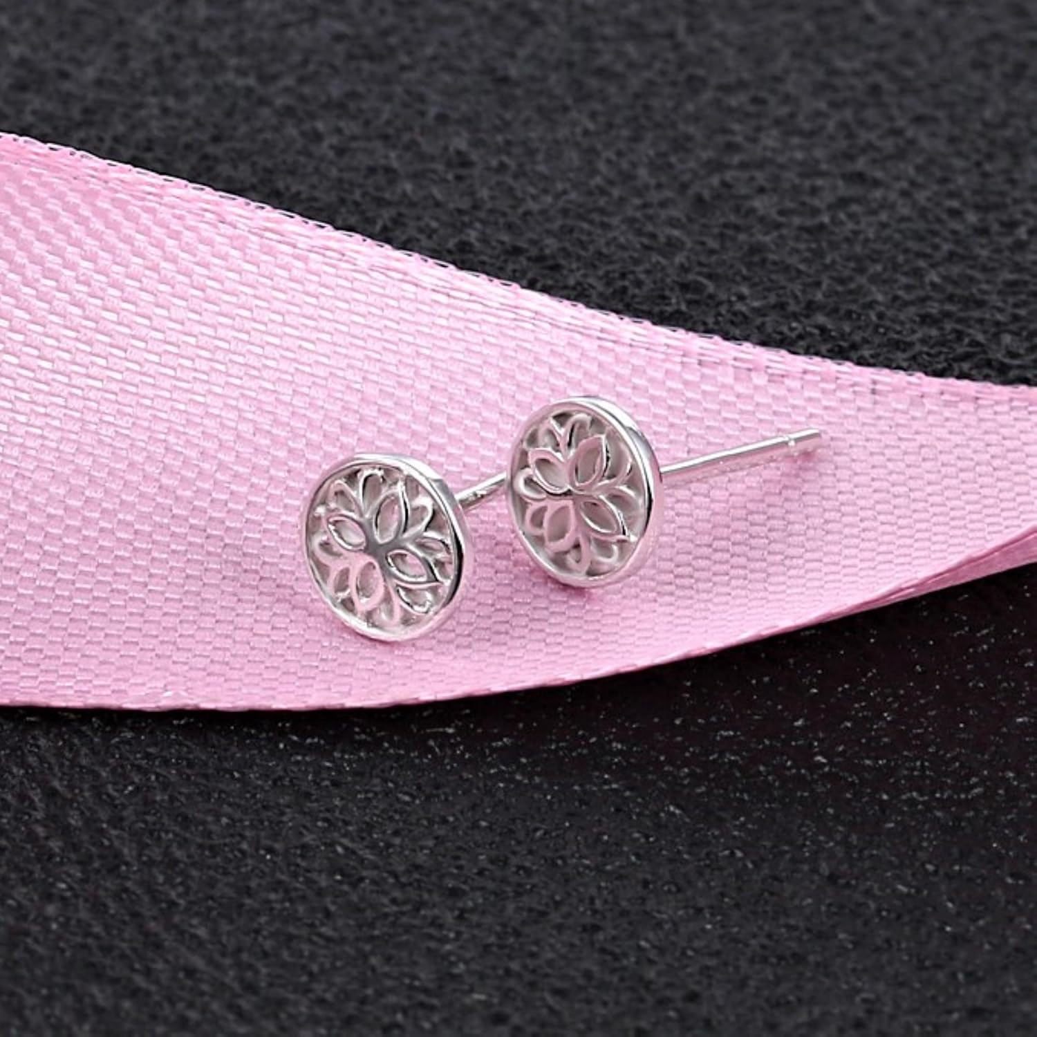 925 Sterling Silver Bauhinia Orchid Flower Stud Earrings, Hypoallergenic Stud Earring Ear Studs for Women Ladies - Image 4